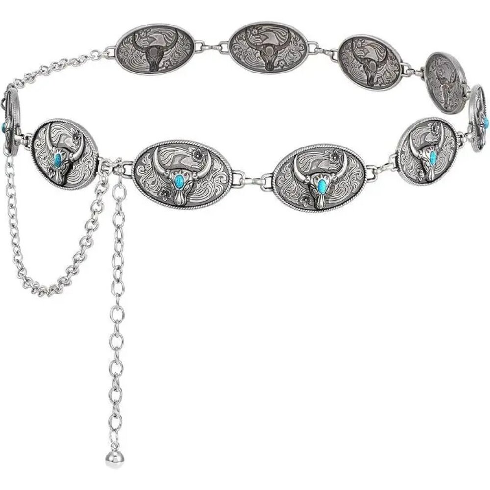 NEW! HAUTE HIPPIE Adjustable CONCHO CHAIN BELT